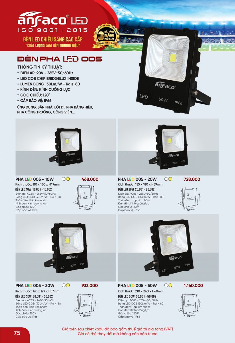 7 ĐÈN PHA LED ANFACO SIÊU SÁNG SIÊU BỀN