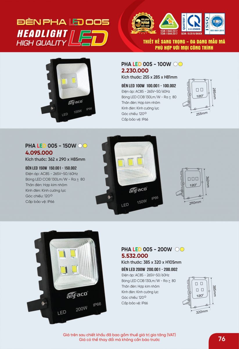 7 ĐÈN PHA LED ANFACO SIÊU SÁNG SIÊU BỀN