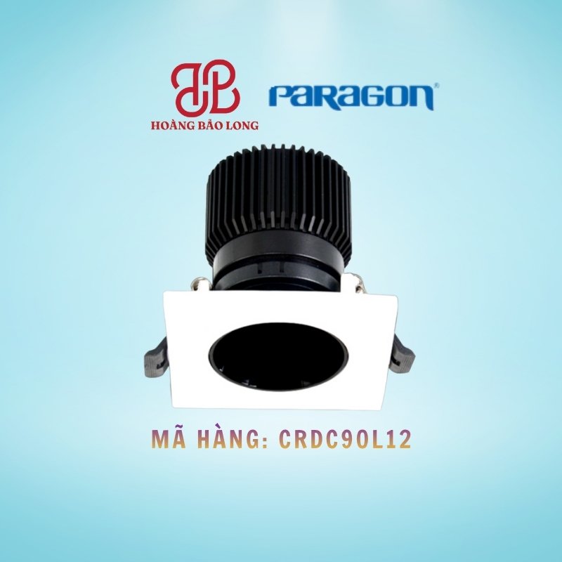ĐÈN ÂM TRẦN CHIẾU ĐIỂM 12W PARAGON CRDC90L12 Đèn LED âm trần chiếu điểm vuông Paragon 12W CRDC90L12, tản nhiệt nhôm, ánh sáng COB.