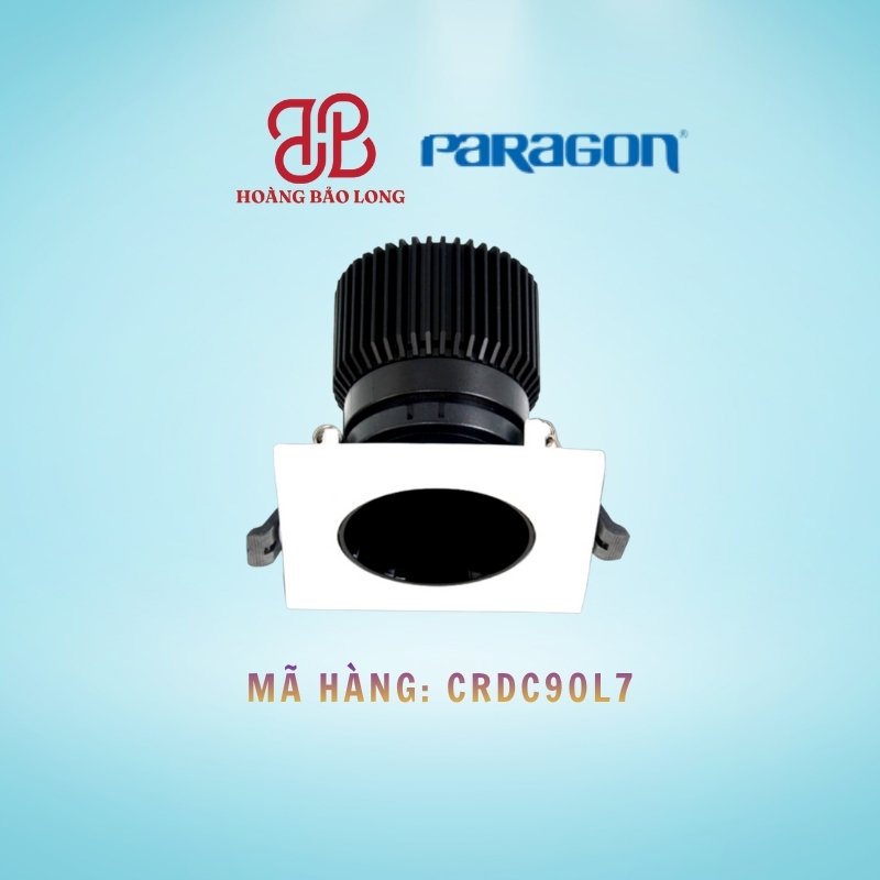 ĐÈN ÂM TRẦN CHIẾU ĐIỂM 7W PARAGON CRDC90L7 Đèn LED âm trần chiếu điểm vuông Paragon 7W CRDC90L7, tản nhiệt nhôm, ánh sáng COB.