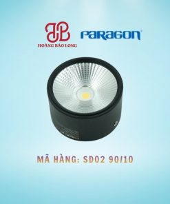 Đèn Downlight gắn nổi 10W Paragon SD02 90/10, chiếu điểm COB, vỏ đen, ánh sáng mạnh.