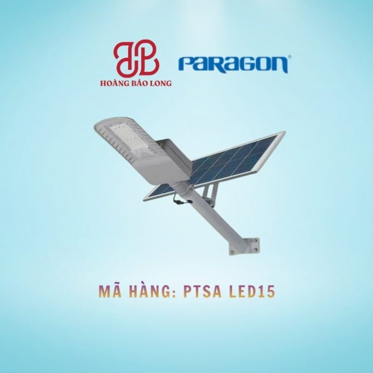Đèn Đường Năng lượng Mặt trời Paragon 15W PTSA LED15, lắp đặt công viên, có tấm pin, chống nước IP65.