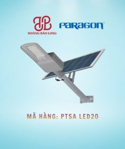 Đèn Đường Năng lượng Mặt trời Paragon 20W PTSA LED20, lắp đặt đường nông thôn, có tấm pin và cần đèn, vỏ hợp kim nhôm.