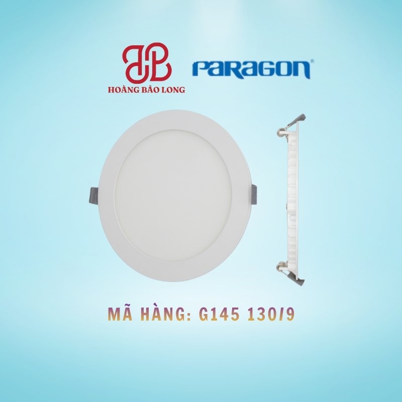 ĐÈN LED PANEL TRÒN 9W PARAGON G145 130/9T (9V/9N) Đèn LED Panel tròn Paragon 9W G145 130/9, lắp âm trần, khoét lỗ Ø130mm, ánh sáng trắng/vàng